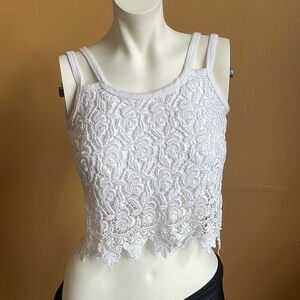 One Two Three lace crop top shirt see measurements for size,T Size Tag Removed